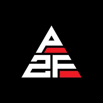 PZF triangle letter logo design with triangle shape. PZF triangle logo design monogram. PZF triangle vector logo template with red color. PZF triangular logo Simple, Elegant, and Luxurious Logo.