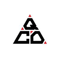 QCO triangle letter logo design with triangle shape. QCO triangle logo design monogram. QCO triangle vector logo template with red color. QCO triangular logo Simple, Elegant, and Luxurious Logo.