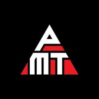 diseño de logotipo de letra triangular pmt con forma de triángulo. monograma de diseño de logotipo de triángulo pmt. plantilla de logotipo de vector de triángulo pmt con color rojo. logotipo triangular pmt logotipo simple, elegante y lujoso.