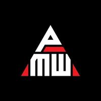 PMW triangle letter logo design with triangle shape. PMW triangle logo design monogram. PMW triangle vector logo template with red color. PMW triangular logo Simple, Elegant, and Luxurious Logo.