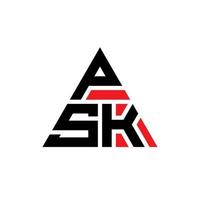 diseño de logotipo de letra triangular psk con forma de triángulo. monograma de diseño de logotipo de triángulo psk. plantilla de logotipo de vector de triángulo psk con color rojo. logo triangular psk logo simple, elegante y lujoso.