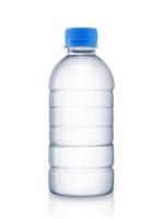 Empty clean and clear water bottle isolated on with isolated on a white background photo