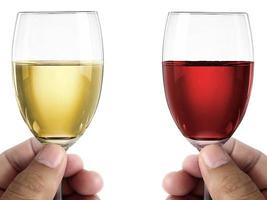 hand holding wine glass on a white background photo