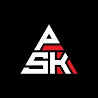 diseño de logotipo de letra triangular psk con forma de triángulo. monograma de diseño de logotipo de triángulo psk. plantilla de logotipo de vector de triángulo psk con color rojo. logo triangular psk logo simple, elegante y lujoso.