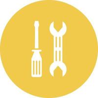 Screwdriver and Wrench Glyph Circle Background Icon vector