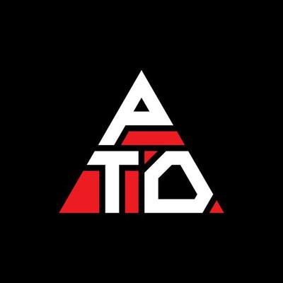 PTO triangle letter logo design with triangle shape. PTO triangle logo design monogram. PTO triangle vector logo template with red color. PTO triangular logo Simple, Elegant, and Luxurious Logo.