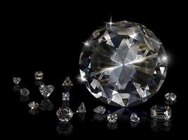 Dazzling diamond on black background photo