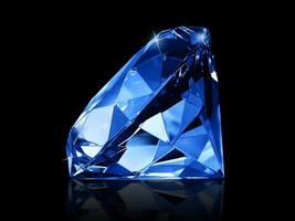 Dazzling diamond Blue gemstones on black background photo