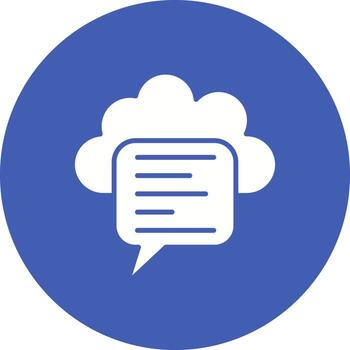 icono de fondo de círculo de glifo de mensaje de nube vector