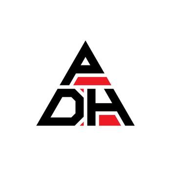 PDH triangle letter logo design with triangle shape. PDH triangle logo design monogram. PDH triangle vector logo template with red color. PDH triangular logo Simple, Elegant, and Luxurious Logo.