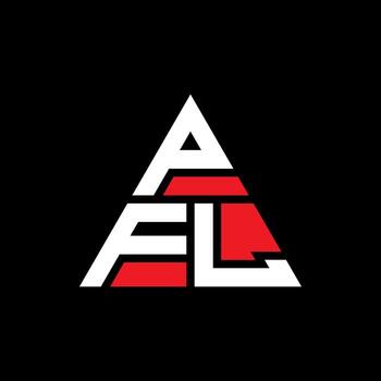 PFL triangle letter logo design with triangle shape. PFL triangle logo design monogram. PFL triangle vector logo template with red color. PFL triangular logo Simple, Elegant, and Luxurious Logo.