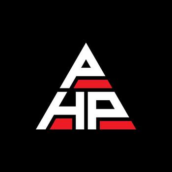 PHP triangle letter logo design with triangle shape. PHP triangle logo design monogram. PHP triangle vector logo template with red color. PHP triangular logo Simple, Elegant, and Luxurious Logo.