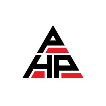 PHP triangle letter logo design with triangle shape. PHP triangle logo design monogram. PHP triangle vector logo template with red color. PHP triangular logo Simple, Elegant, and Luxurious Logo.