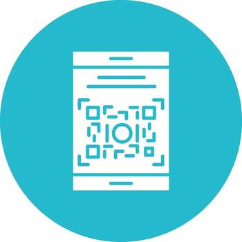 QR Code Glyph Circle Background Icon vector
