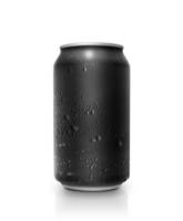 Black aluminum cans with water droplets on a white Background photo