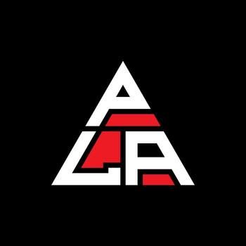 PLA triangle letter logo design with triangle shape. PLA triangle logo design monogram. PLA triangle vector logo template with red color. PLA triangular logo Simple, Elegant, and Luxurious Logo.