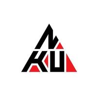 Diseño de logotipo de letra triangular nku con forma de triángulo. monograma de diseño del logotipo del triángulo nku. plantilla de logotipo de vector de triángulo nku con color rojo. logotipo triangular nku logotipo simple, elegante y lujoso.