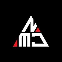 diseño de logotipo de letra triangular nmj con forma de triángulo. monograma de diseño de logotipo de triángulo nmj. plantilla de logotipo de vector de triángulo nmj con color rojo. logotipo triangular nmj logotipo simple, elegante y lujoso.