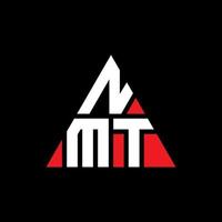 diseño de logotipo de letra triangular nmt con forma de triángulo. monograma de diseño de logotipo de triángulo nmt. plantilla de logotipo de vector de triángulo nmt con color rojo. logotipo triangular nmt logotipo simple, elegante y lujoso.