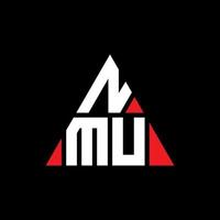 NMU triangle letter logo design with triangle shape. NMU triangle logo design monogram. NMU triangle vector logo template with red color. NMU triangular logo Simple, Elegant, and Luxurious Logo.