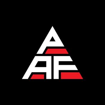 PAF triangle letter logo design with triangle shape. PAF triangle logo design monogram. PAF triangle vector logo template with red color. PAF triangular logo Simple, Elegant, and Luxurious Logo.