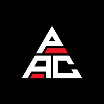 PAC triangle letter logo design with triangle shape. PAC triangle logo design monogram. PAC triangle vector logo template with red color. PAC triangular logo Simple, Elegant, and Luxurious Logo.