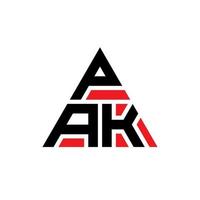 PAK triangle letter logo design with triangle shape. PAK triangle logo design monogram. PAK triangle vector logo template with red color. PAK triangular logo Simple, Elegant, and Luxurious Logo.