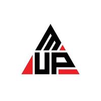 MUP triangle letter logo design with triangle shape. MUP triangle logo design monogram. MUP triangle vector logo template with red color. MUP triangular logo Simple, Elegant, and Luxurious Logo.