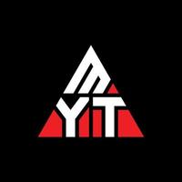 Diseño de logotipo de letra de triángulo myt con forma de triángulo. monograma de diseño del logotipo del triángulo myt. plantilla de logotipo de vector de triángulo myt con color rojo. logo triangular myt logo simple, elegante y lujoso.