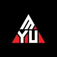 diseño de logotipo de letra myu triángulo con forma de triángulo. monograma de diseño del logotipo del triángulo myu. plantilla de logotipo de vector de triángulo myu con color rojo. logotipo triangular myu logotipo simple, elegante y lujoso.