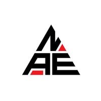 NAE triangle letter logo design with triangle shape. NAE triangle logo design monogram. NAE triangle vector logo template with red color. NAE triangular logo Simple, Elegant, and Luxurious Logo.