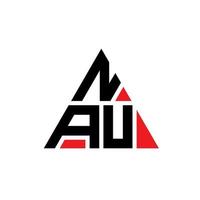 NAU triangle letter logo design with triangle shape. NAU triangle logo design monogram. NAU triangle vector logo template with red color. NAU triangular logo Simple, Elegant, and Luxurious Logo.