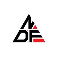 NDF triangle letter logo design with triangle shape. NDF triangle logo design monogram. NDF triangle vector logo template with red color. NDF triangular logo Simple, Elegant, and Luxurious Logo.