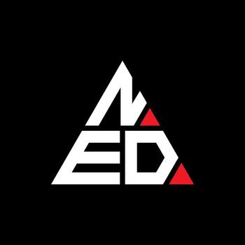 NED triangle letter logo design with triangle shape. NED triangle logo design monogram. NED triangle vector logo template with red color. NED triangular logo Simple, Elegant, and Luxurious Logo.