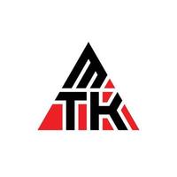 Diseño de logotipo de letra triangular mtk con forma de triángulo. monograma de diseño de logotipo de triángulo mtk. plantilla de logotipo de vector de triángulo mtk con color rojo. logotipo triangular mtk logotipo simple, elegante y lujoso.