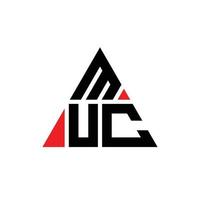 MUC triangle letter logo design with triangle shape. MUC triangle logo design monogram. MUC triangle vector logo template with red color. MUC triangular logo Simple, Elegant, and Luxurious Logo.