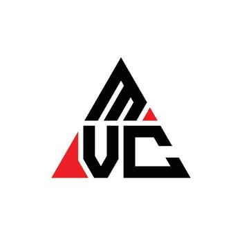 MVC triangle letter logo design with triangle shape. MVC triangle logo design monogram. MVC triangle vector logo template with red color. MVC triangular logo Simple, Elegant, and Luxurious Logo.