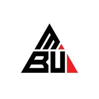 MBU triangle letter logo design with triangle shape. MBU triangle logo design monogram. MBU triangle vector logo template with red color. MBU triangular logo Simple, Elegant, and Luxurious Logo.