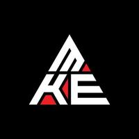 mke diseño de logotipo de letra triangular con forma de triángulo. monograma de diseño de logotipo de triángulo mke. plantilla de logotipo de vector de triángulo mke con color rojo. logotipo triangular mke logotipo simple, elegante y lujoso.