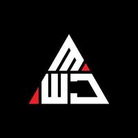 mwj diseño de logotipo de letra triangular con forma de triángulo. monograma de diseño de logotipo de triángulo mwj. plantilla de logotipo de vector de triángulo mwj con color rojo. logotipo triangular mwj logotipo simple, elegante y lujoso.