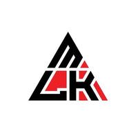 diseño de logotipo de letra triangular mlk con forma de triángulo. monograma de diseño del logotipo del triángulo mlk. plantilla de logotipo de vector de triángulo mlk con color rojo. logotipo triangular mlk logotipo simple, elegante y lujoso.