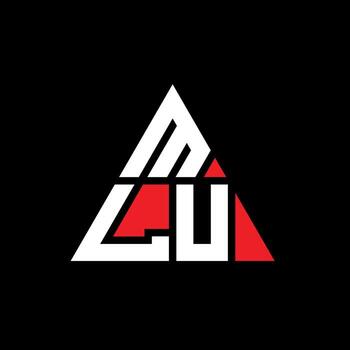 MLU triangle letter logo design with triangle shape. MLU triangle logo design monogram. MLU triangle vector logo template with red color. MLU triangular logo Simple, Elegant, and Luxurious Logo.