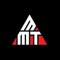 diseño de logotipo de letra triangular mmt con forma de triángulo. monograma de diseño de logotipo de triángulo mmt. plantilla de logotipo de vector de triángulo mmt con color rojo. logotipo triangular mmt logotipo simple, elegante y lujoso.