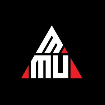 MMU triangle letter logo design with triangle shape. MMU triangle logo design monogram. MMU triangle vector logo template with red color. MMU triangular logo Simple, Elegant, and Luxurious Logo.