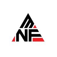 diseño de logotipo de letra triangular mnf con forma de triángulo. monograma de diseño de logotipo de triángulo mnf. plantilla de logotipo de vector de triángulo mnf con color rojo. logotipo triangular mnf logotipo simple, elegante y lujoso.