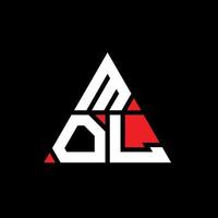 diseño de logotipo de letra triangular mol con forma de triángulo. monograma de diseño del logotipo del triángulo mol. plantilla de logotipo de vector de triángulo mol con color rojo. logotipo triangular mol logotipo simple, elegante y lujoso.