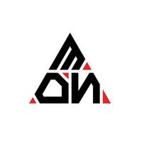 diseño de logotipo de letra mon triángulo con forma de triángulo. monograma de diseño de logotipo de triángulo mon. plantilla de logotipo de vector de triángulo mon con color rojo. logo triangular mon logo simple, elegante y lujoso.