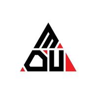 diseño de logotipo de letra triangular mou con forma de triángulo. monograma de diseño del logotipo del triángulo mou. plantilla de logotipo de vector de triángulo mou con color rojo. logotipo triangular mou logotipo simple, elegante y lujoso.