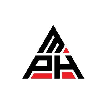 MPH triangle letter logo design with triangle shape. MPH triangle logo design monogram. MPH triangle vector logo template with red color. MPH triangular logo Simple, Elegant, and Luxurious Logo.