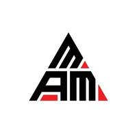 diseño de logotipo de letra triangular mam con forma de triángulo. monograma de diseño de logotipo de triángulo mam. plantilla de logotipo de vector de triángulo mam con color rojo. logotipo triangular mam logotipo simple, elegante y lujoso.